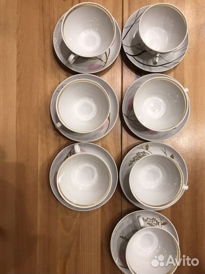 Чайная пара Дулёво СССР Золотая ветка