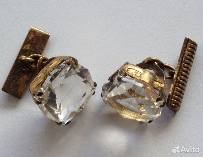 Запонки серебро хрусталь СССР. 1