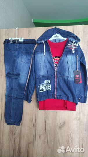 Джинсовый костюм для мальчика 128 см