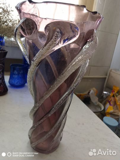 Цветной хрусталь цветное стекло СССР ваза стакан