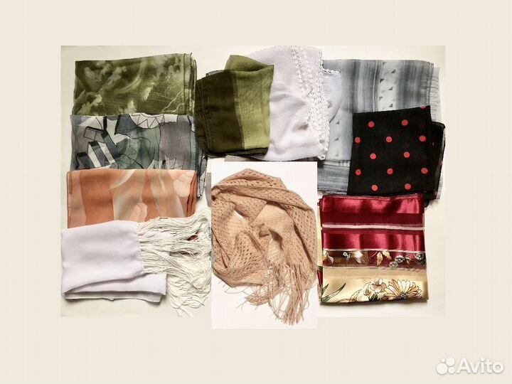 Платки и шарфы тонкие женские, 10 вариантов