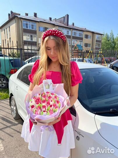 Зефирные цветы, тюльпаны ручной работы