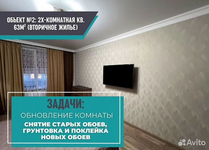 Поклейка обоев, покраска, шпаклевка