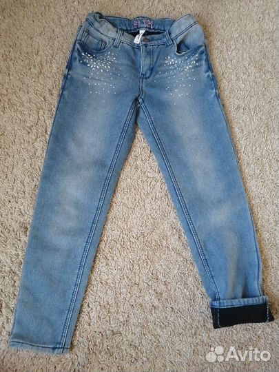 Джинсы утеплённые для девочки 140