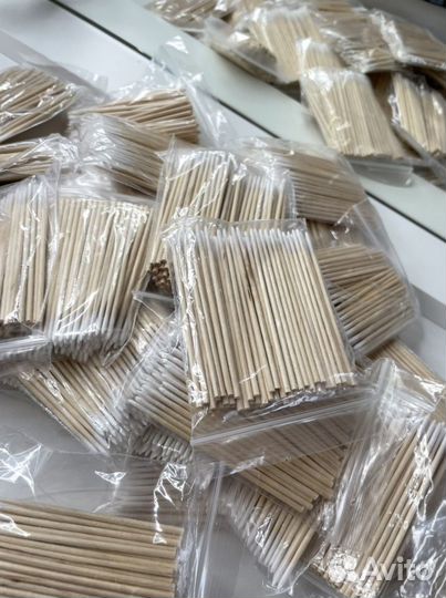 Деревянные ватные палочки для макияжа