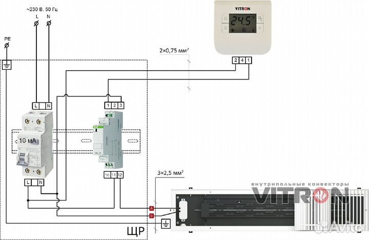 Конвектор электрический Витрон без вентилятора