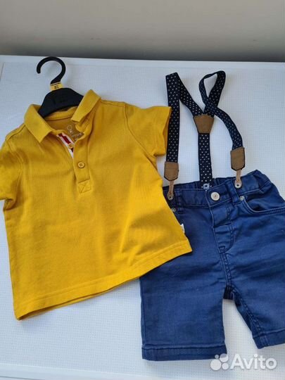 Футболка поло mothercare и шорты hm на 9-12 мес
