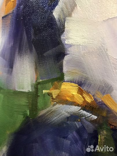 Картина ирисы маслом на холсте