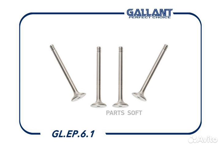 Gallant glep61 Клапан впуск./выпуск. для а/м ваз 2110-12 (инж.16кл.) Gallant (к-кт 16шт)(4 коробки)