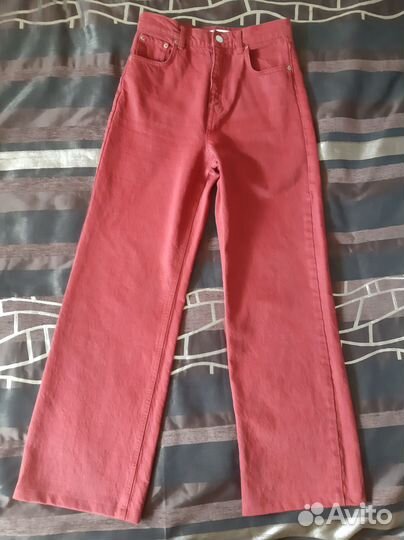 Джинсы Zara красные новые, размер EUR 36