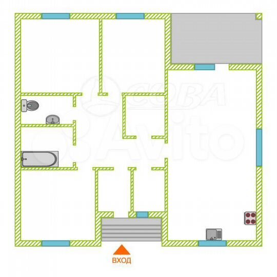 Коттедж 130 м² на участке 10 сот.