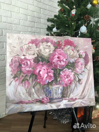 Картина маслом «Пионы»