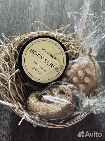 Скраб для тела натуральный, мыло с люфой