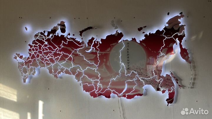 Карта России из оргстекла с любым изображением