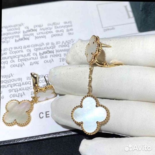 Ван Клиф золотые серьги со вставками