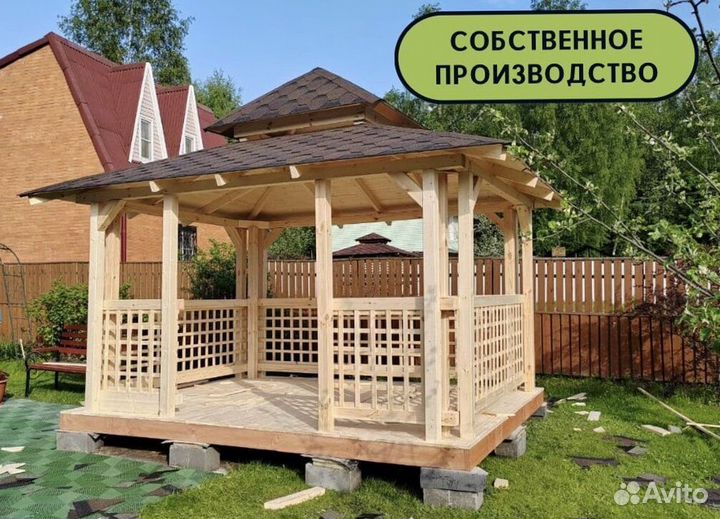 Беседки из дерева для дачи