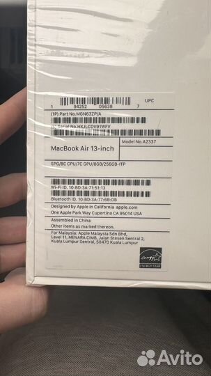 Macbook air m1 8gb 256gb A2337