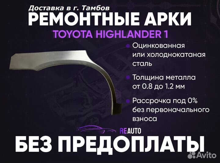 Ремонтные арки на Toyota highlander 1