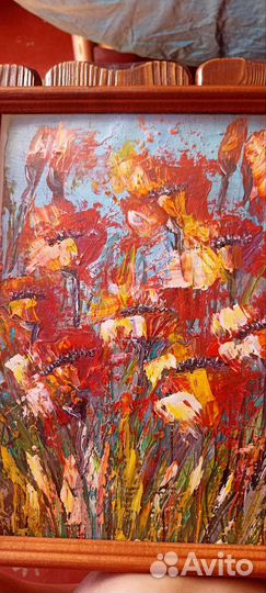 Картина масло Маки 21*30