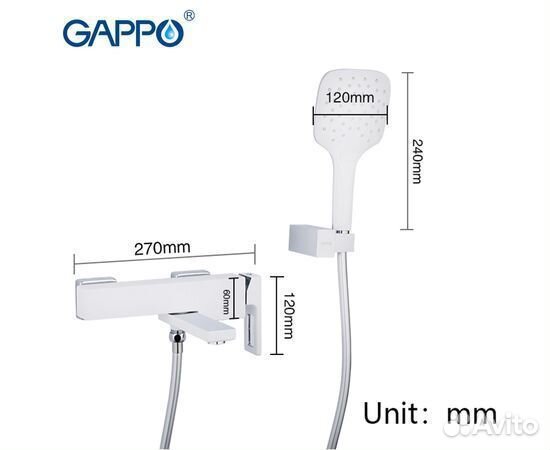 Смеситель для ванны gappo G3217-8