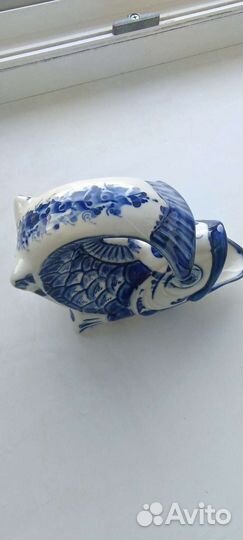 Рыбка салфетница, Гжель, ручная роспись