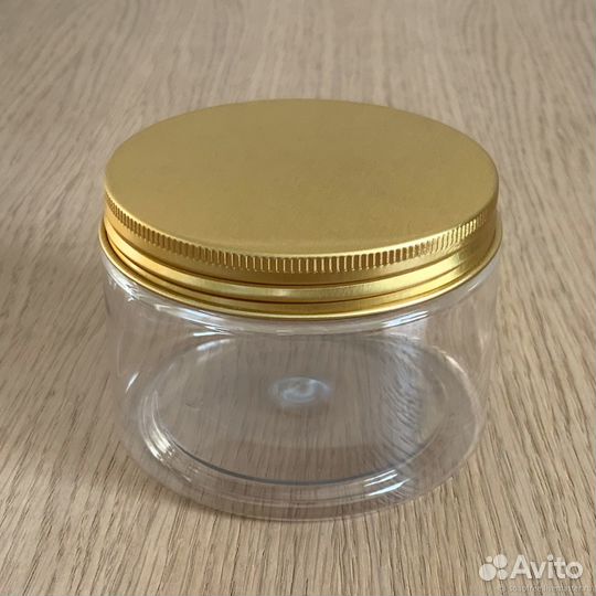 Банка пэт 300 мл в комплекте с золотистой крышкой