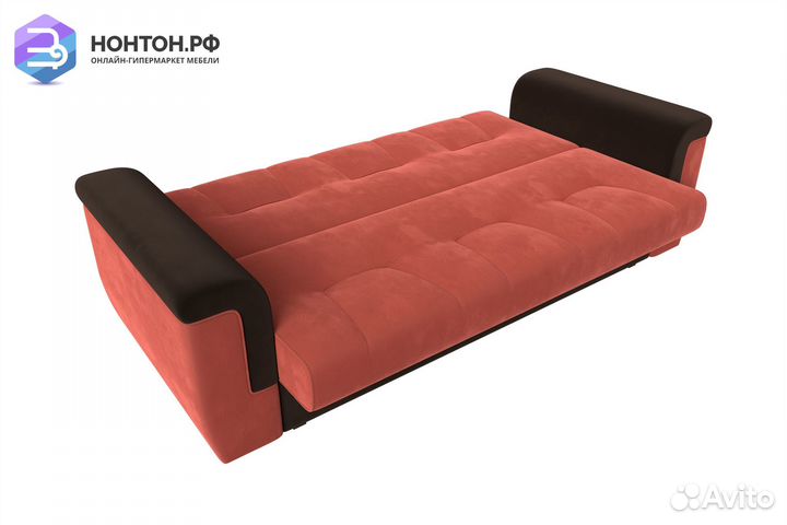Диван книжка Эллиот микровельвет коралловый / кори
