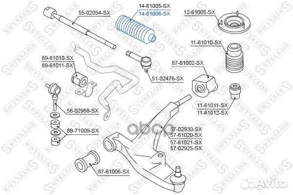 14-61006-SX пыльник рейки рулевой Suzuki Balen