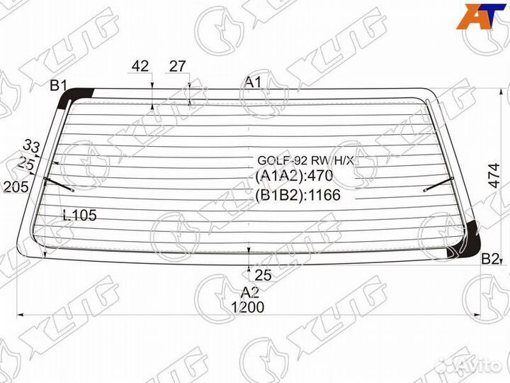 Стекло заднее Volkswagen Golf 3