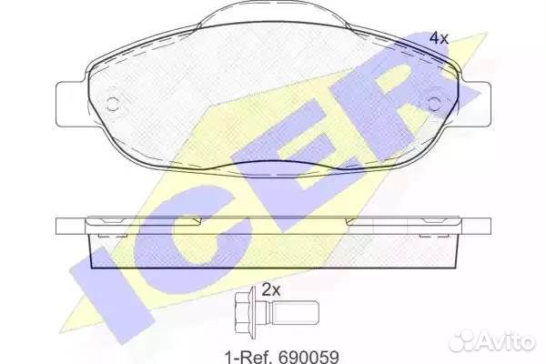 Колодки передние peugeot 308 icer 181851
