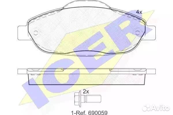 Колодки передние peugeot 308 icer 181851