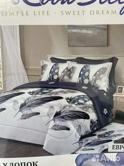 Евро Постельное белье на резинке простыня в круг