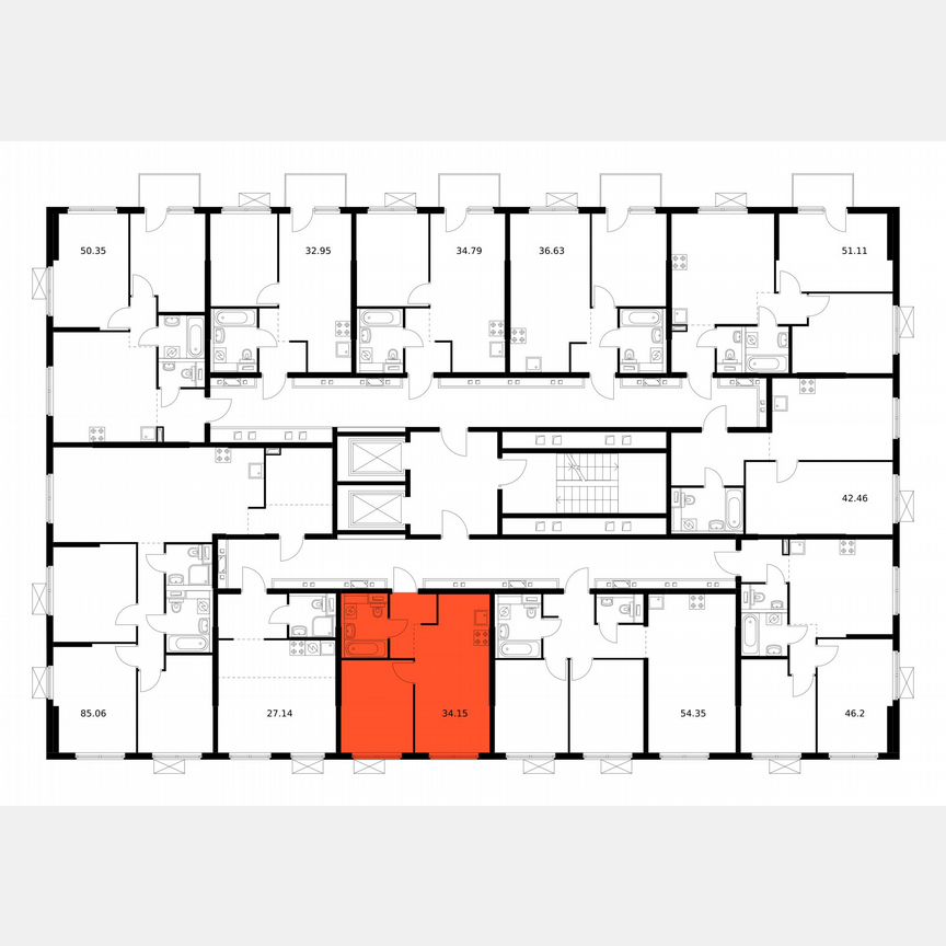 1-к. квартира, 34,2 м², 12/12 эт.