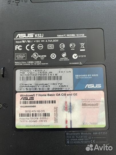 Ноутбук asus k52j