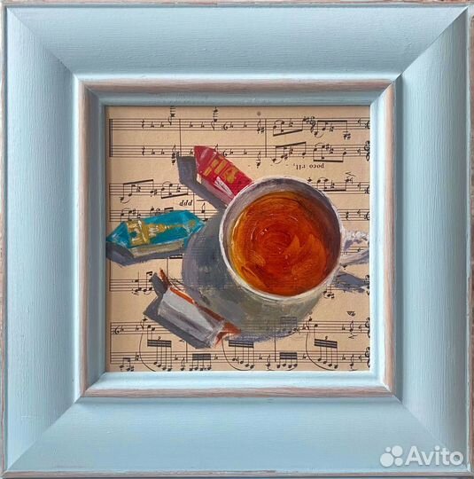 Картина 32x32 на нотной бумаге