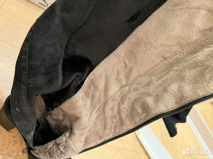 Сапоги ботфорты замшевые зимние