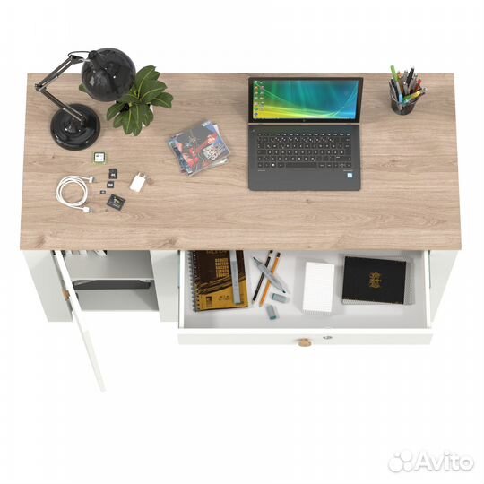 Стол письменный Моби Джастин 12.154 цвет белый шагрень/дуб белый эксклюзив