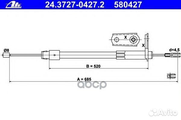 Трос стояночного тормоза 24372704272 Ate