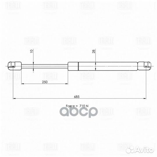 Упор газовый VW transporter 90- GS1844 Trialli