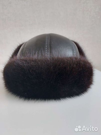 Мужская шапка норка,кожа