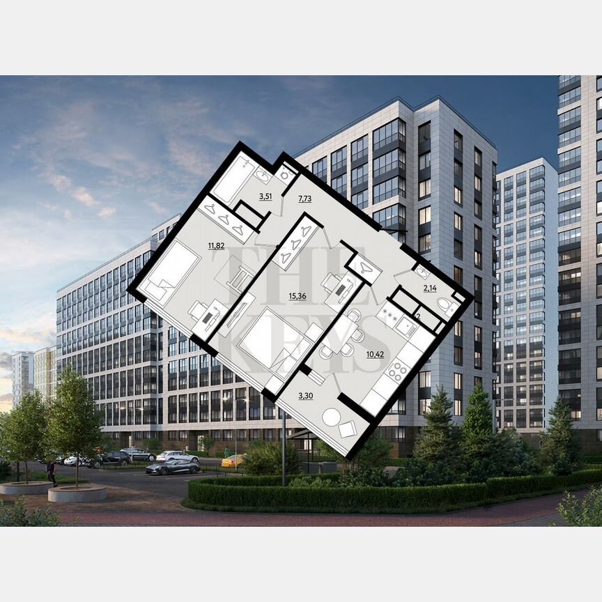 2-к. квартира, 52,6 м², 11/21 эт.