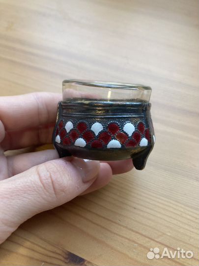 Солонка мельхиор с эмалью СССР