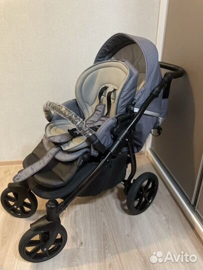 Коляска 3 в 1 Tutis Nanni 2021,Серый+Кожа Серебро