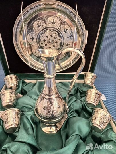 Серебряный сервиз для крепких напитков Кубачи