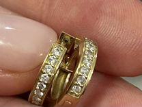 Золотые серьги кольца конго 585 с бриллиантами