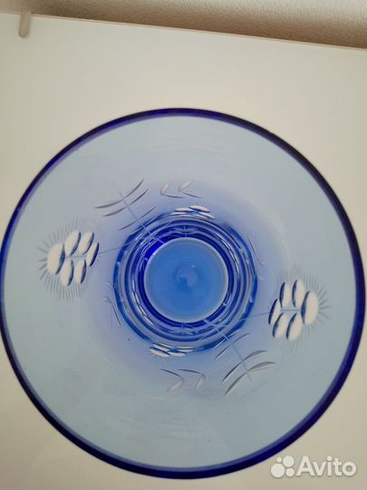 Ваза для цветы синее стекло, СССР