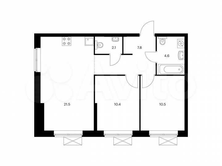 2-к. квартира, 56,9 м², 5/22 эт.