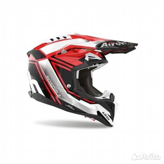 Кроссовый шлем Airoh Aviator 3 (красно-белый)