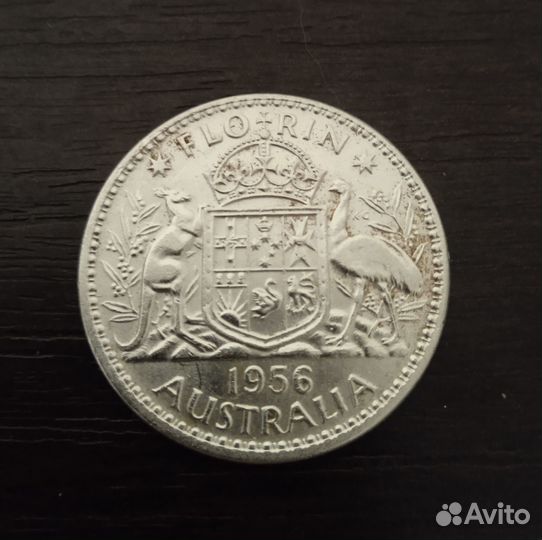 Монета Австралии. Флорин 1956 г., серебро