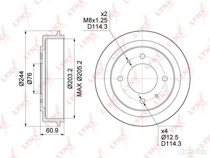 Барабан тормозной зад Hyundai Elantra (XD) 00-06